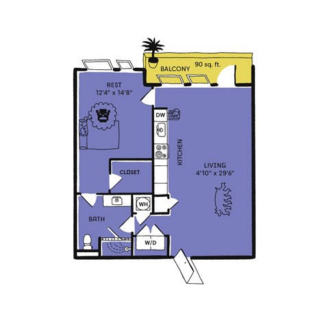 bedroom floor plan  apartments in the residences at